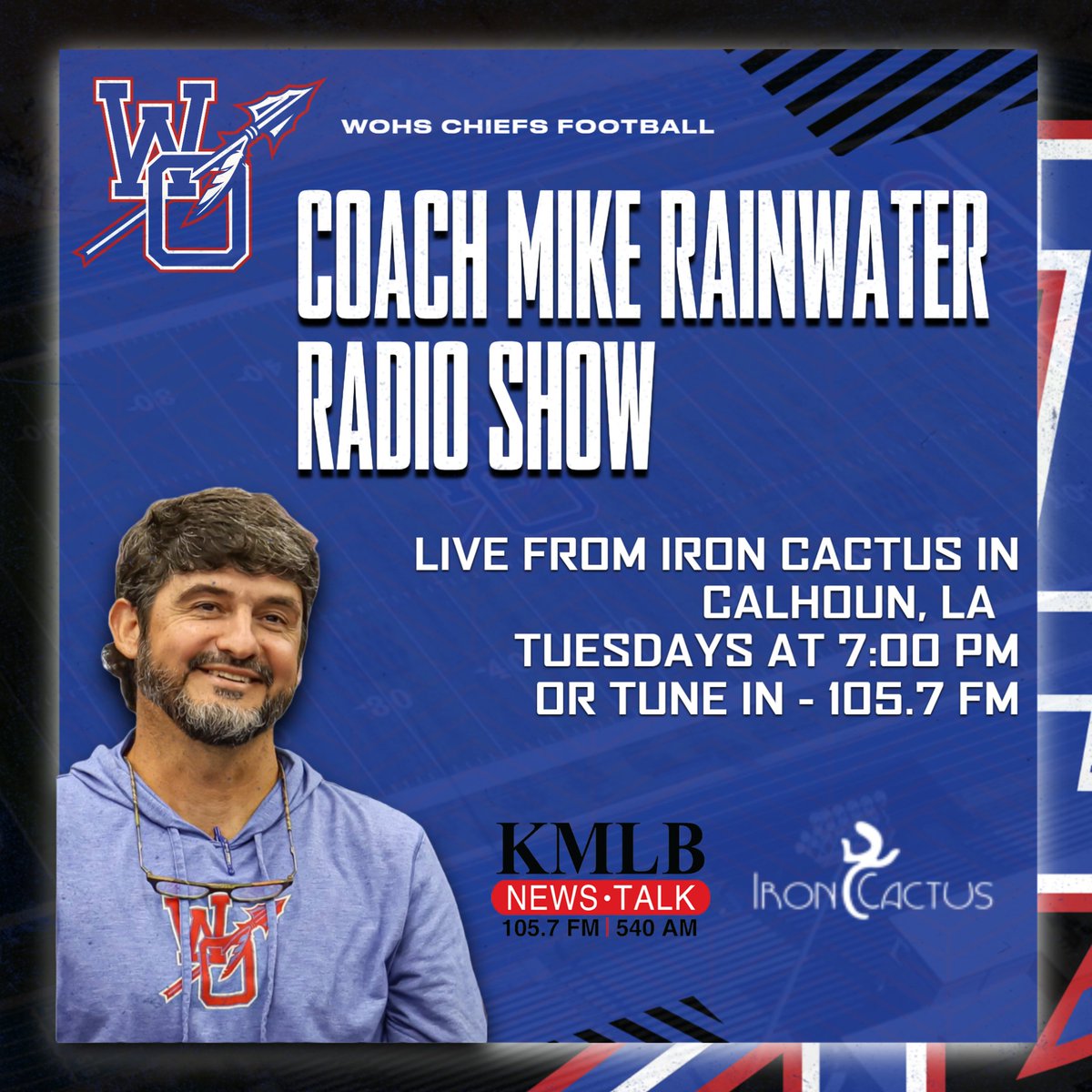 Don't forget to catch the Coach Mike Rainwater radio show this afternoon at 7 at Iron Cactus in Calhoun or on the radio at 105.7 FM!

Go Chiefs!
