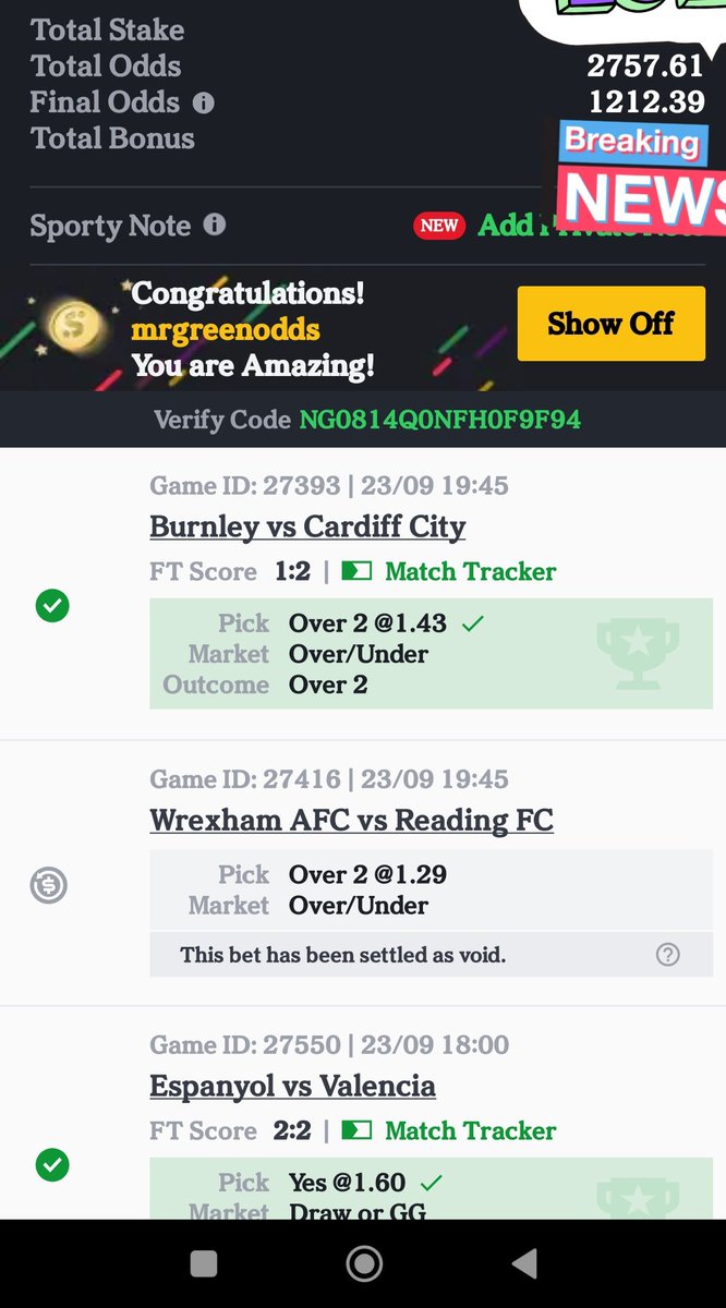 FureJobs's tweet image. 2k++odds reduce to 1212odds...omo..my biggest win bro..i am sad that I go use small money pay am..thanks bro.. universal answer me today