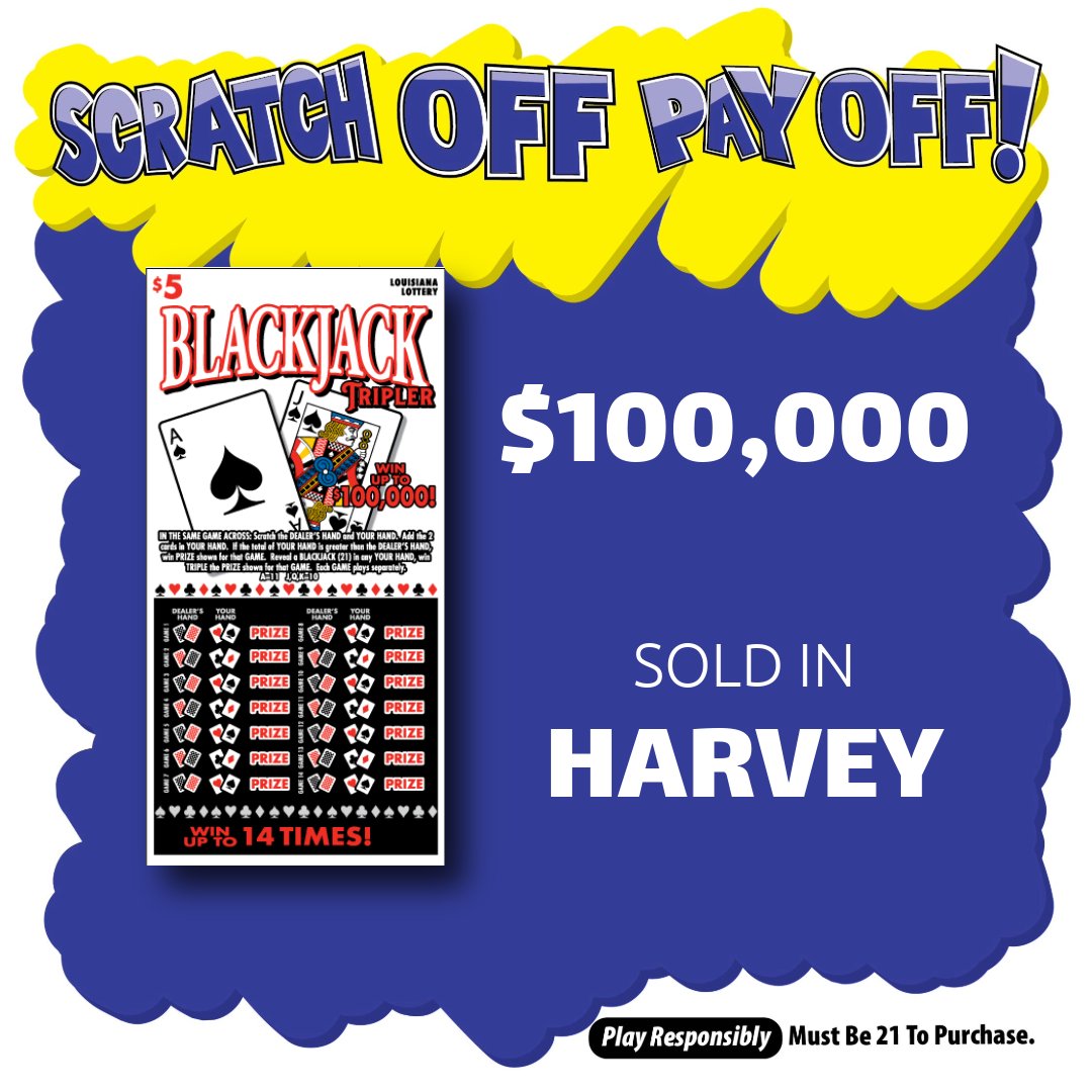 Congrats to Food-N-Fun #22 on Manhattan Blvd. in #Harvey! 🎉

They sold a $100,000 prize-winning Blackjack Tripler #ScratchOff! 🤯

👉 brnw.ch/21wW29w
