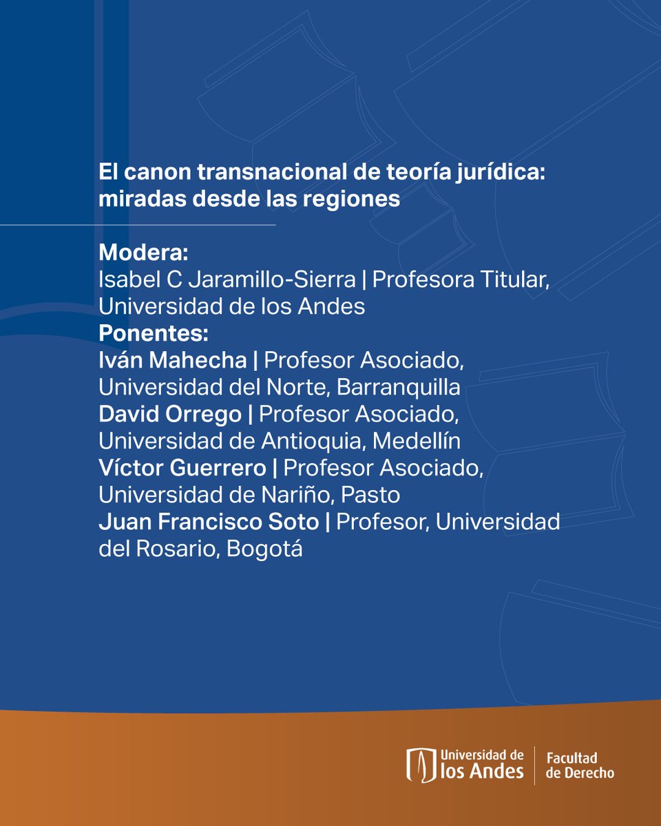✨ ¡Nuevo relanzamiento de #DerechoAbiertoUniandes!
📖 Derecho y poder. Aportes al canon transnacional
👩‍💼 Autora y coordinadora: Isabel Cristina Jaramillo
🗓 30 de sept de 2025
🕔 5:00 a 6:30 p.m.
💻 Modalidad: Virtual
👉 Inscríbete: bit.ly/45NtGqU <a href="/CijusUniandes/">CIJUS</a>