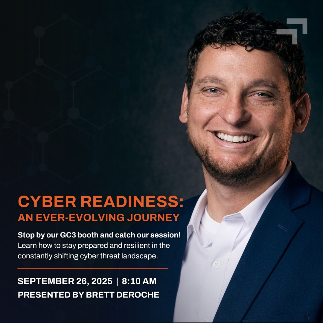 See you at the GC3 2025 Conference!

Stop by our booth to meet our team and catch “Cyber Readiness: An Ever-Evolving Journey” on Friday, September 26 at 8:10 AM. Learn how to stay prepared and resilient in a constantly evolving cyber threat landscape. #GC3 #HealthcareIT