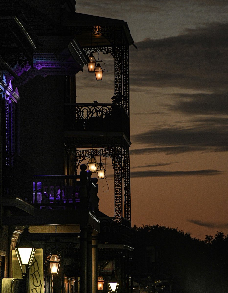Lamps at dusk, St Philip, New Orleans