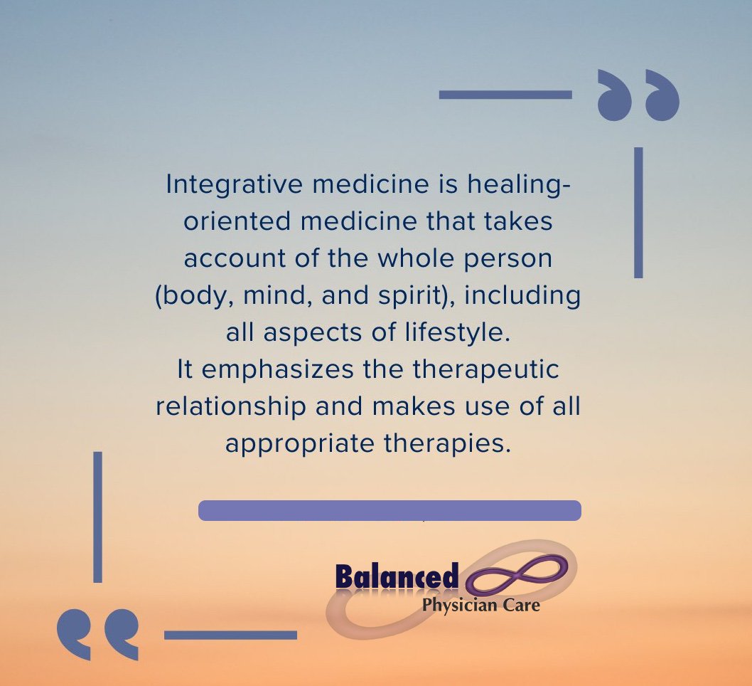 Balanced Physician Care (@bpcjax) on Twitter photo 🌿 What is Integrative Medicine? 🌿
It’s a healing-centered approach that looks at the whole person — body, mind, and spirit — along with lifestyle.
By focusing on the therapeutic relationship and combining the best of all appropriate therapies, integrative medicine helps support 🌿 What is Integrative Medicine? 🌿
It’s a healing-centered approach that looks at the whole person — body, mind, and spirit — along with lifestyle.
By focusing on the therapeutic relationship and combining the best of all appropriate therapies, integrative medicine helps support