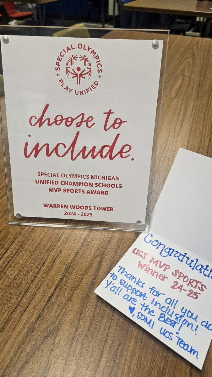 The WWT Unified Sports and Peer2Peer programs won the Special Olympics Unified Champion Schools MVP Sports award!!