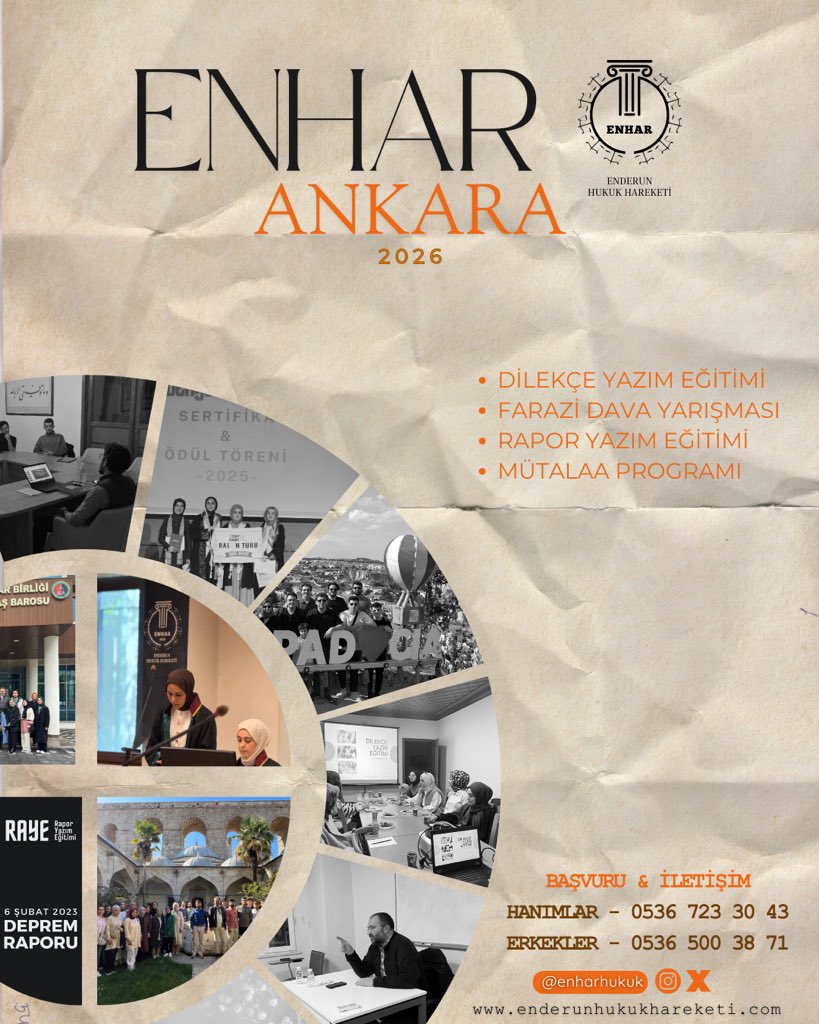 Enderun Hukuk Hareketi Ankara çalışmalarımız başlıyor!
Tüm faaliyetlerimizden haberdar olmak ve bize katılmak için:
Web sitemizi ziyaret edebilir
Sosyal medya hesaplarımızı takip edebilir
Ya da doğrudan bize telefonla ulaşabilirsiniz.