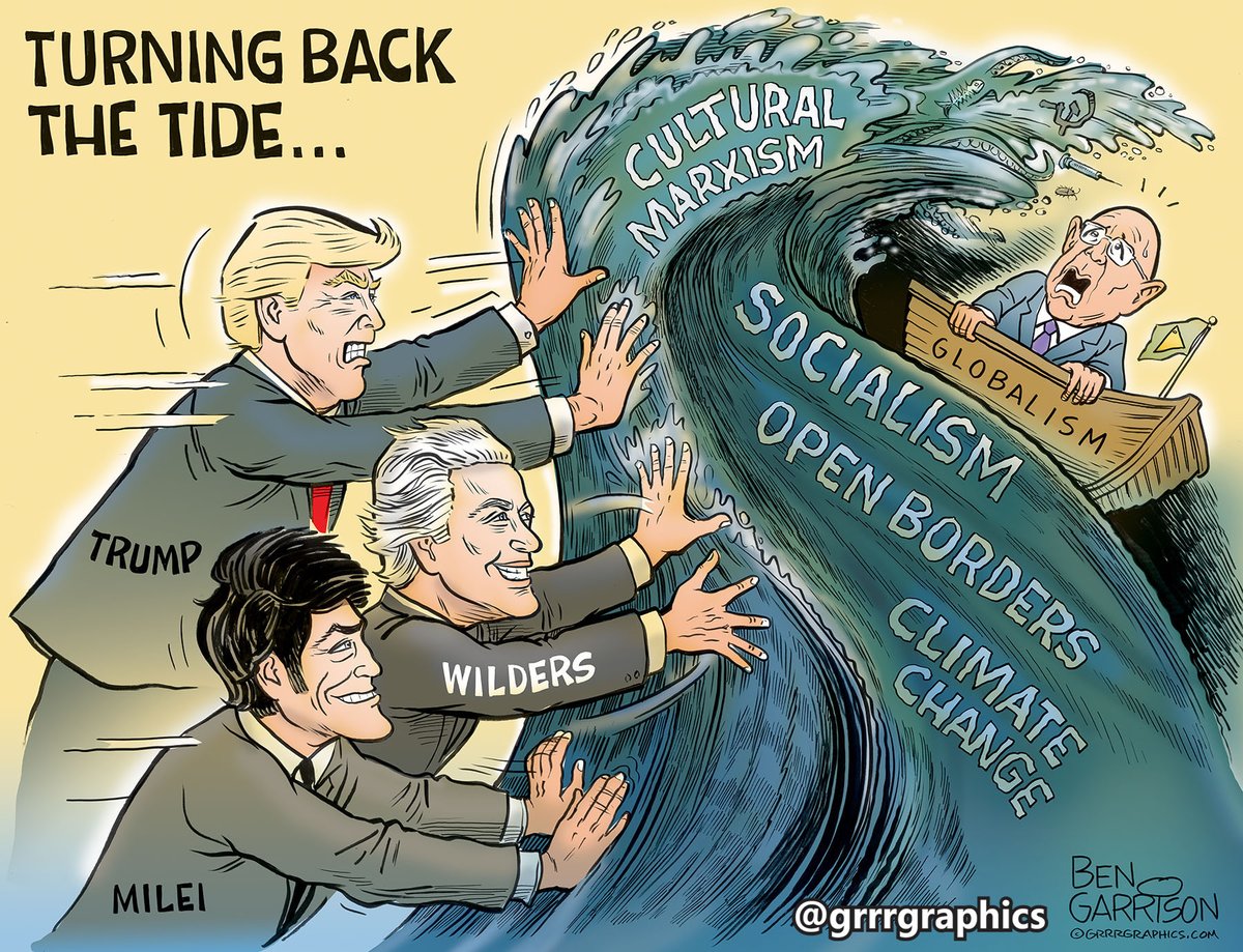 President Trump endorses President of Argentina, Javier Milei, for reelection.
Both men turning back the flood of socialism and communism! (along with Wilders)
Together!
Throwback Ben Garrison cartoon