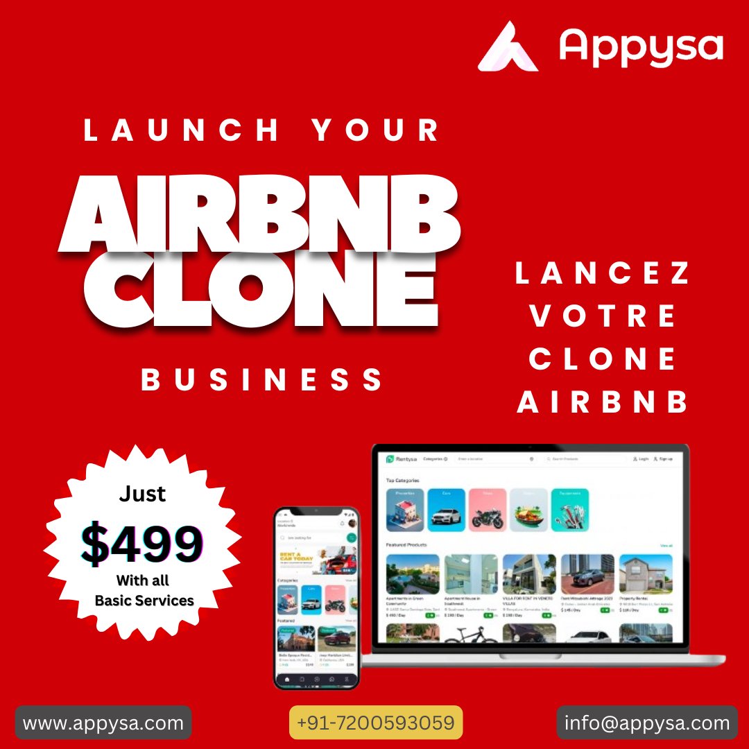 appysaa's tweet image. 🚨 ENTREPRENEURS RCA!  appysa.com/airbnb-clone/
Stop attendre les solutions étrangères!  Notre script Airbnb: → Prêt en français → Paiements Orange Money → Support technique africain → 499$ tout compris  DM pour démo! 📱  #EntrepreneurRCA #AirbnbLocal #TechSolution #Innovation