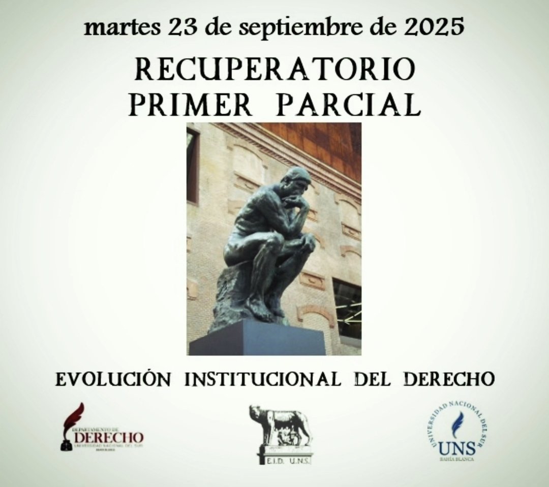 Hoy martes 23 de septiembre Recuperatorio del primer parcial