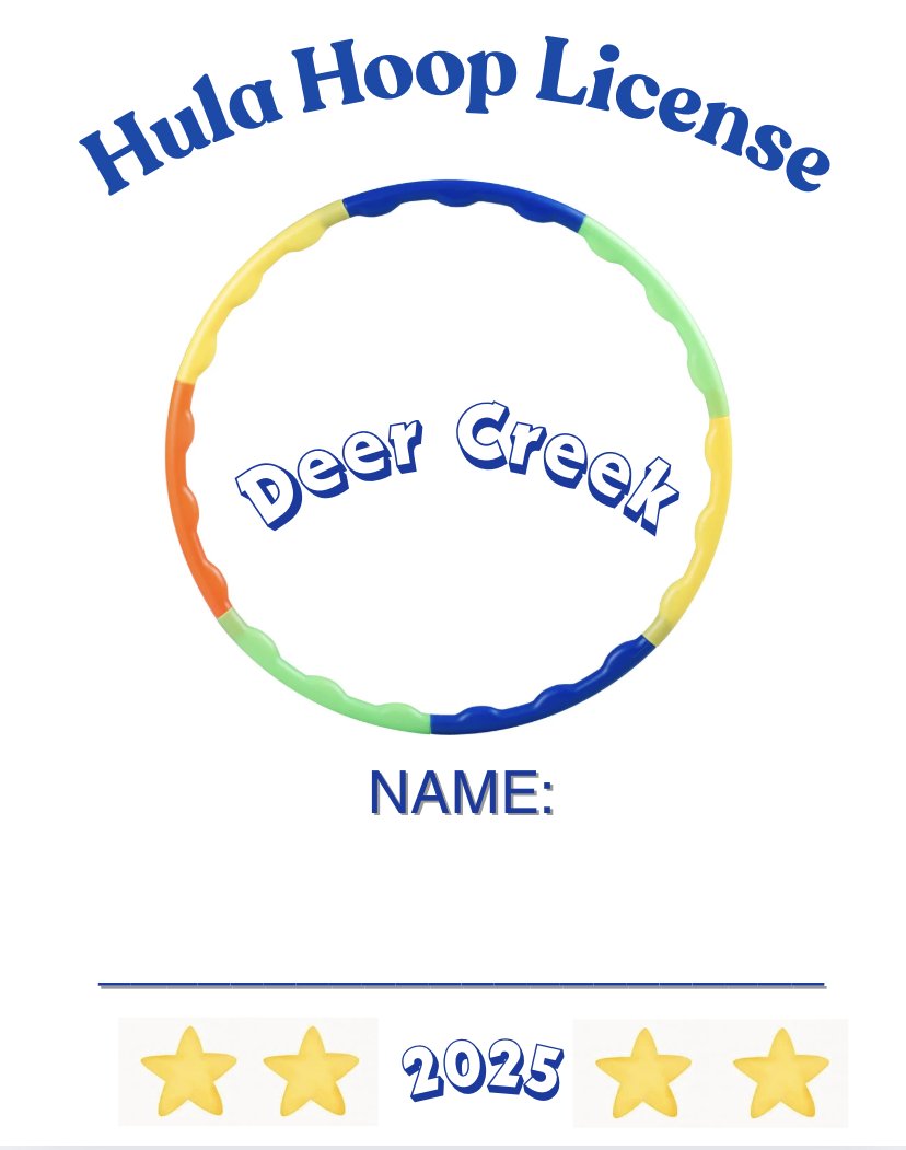 This week our DCE K and 1st graders worked on their HH skills and played hula hoop road trip with our HHs in order to earn our hula hoop license! Here is a copy if anyone would like to use/add in their own school name!
canva.com/design/DAGzpCf…