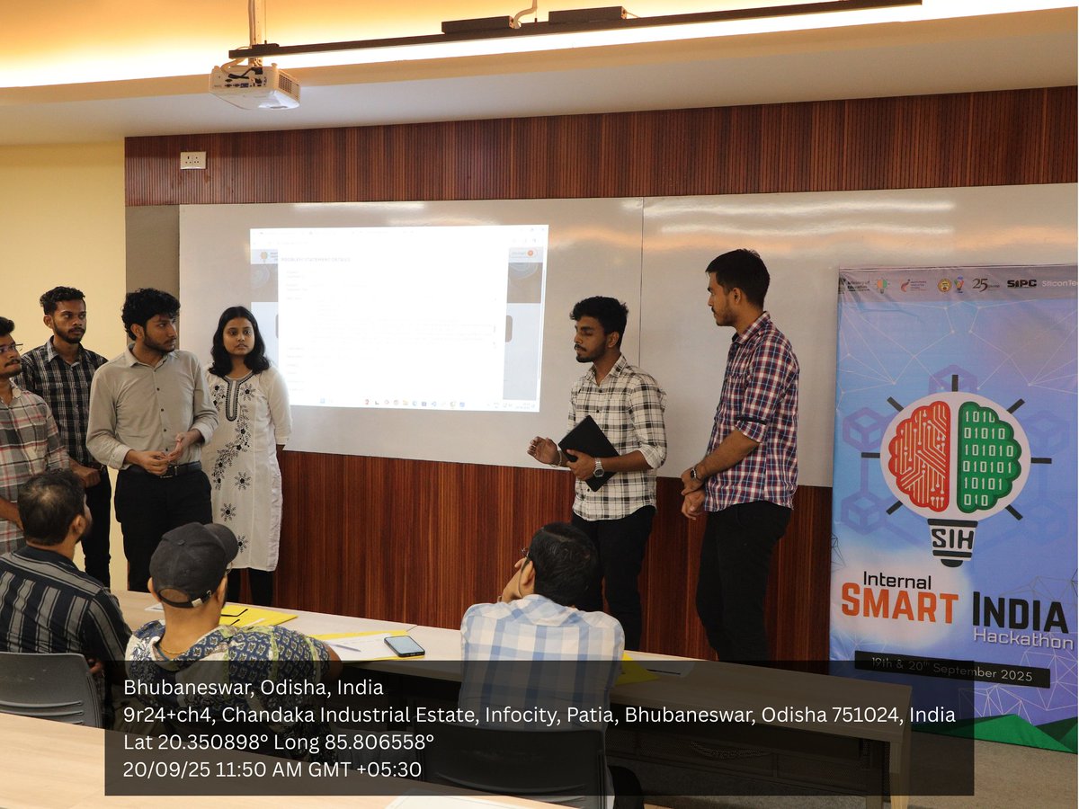 Silicontech_bbs's tweet image. 19–20 Sept 2025: SIPC hosted the Internal Hackathon for #SIH2025 at Silicon University.
64 teams showcased creativity &amp;amp; solutions for tomorrow’s challenges.

Celebrating #25YearsOfExcellence with innovation &amp;amp; spirit.

#SmartIndiaHackathon2025 #SiliconSilver25 #SiliconUniversity