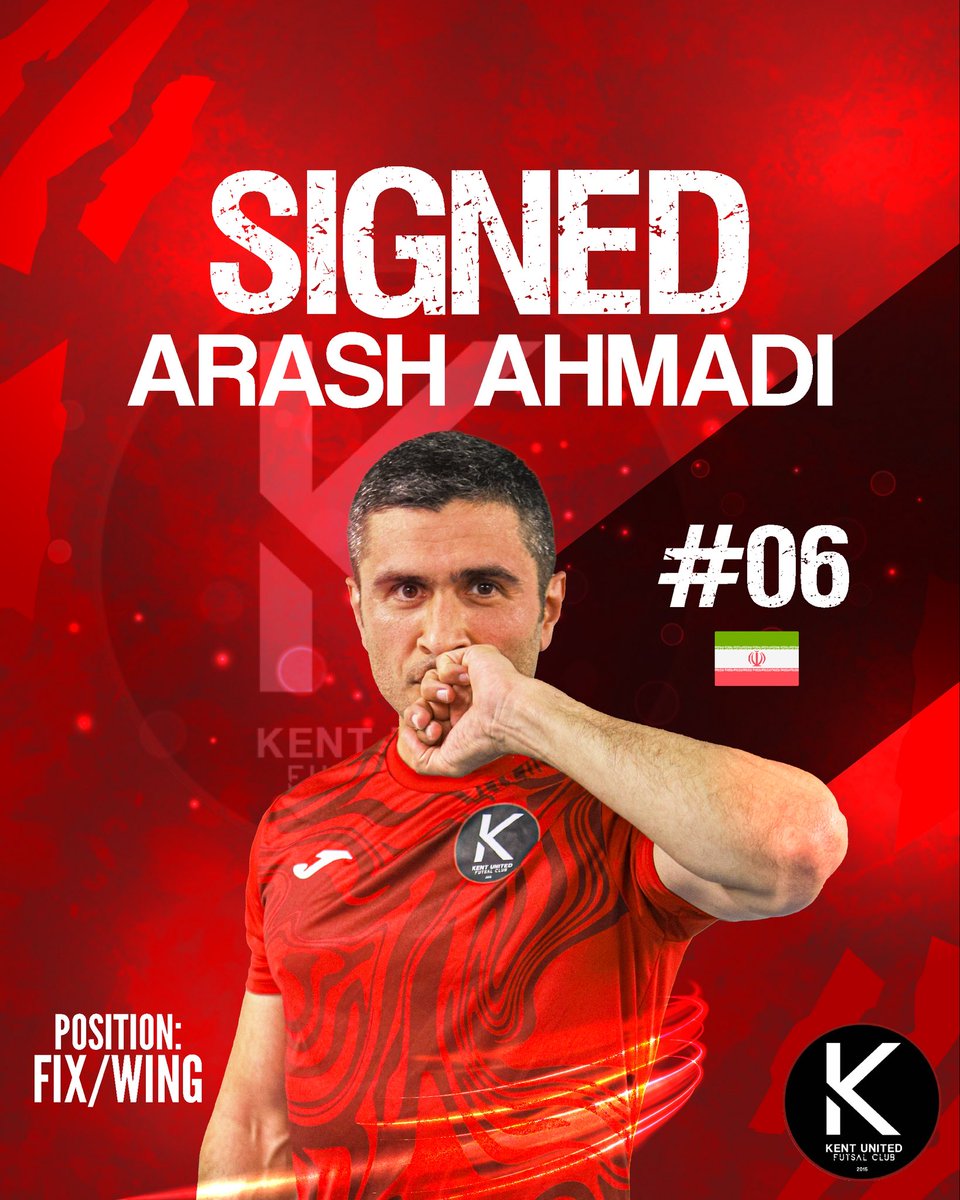 ✍️ We’re delighted to announce the signing of Arash Ahmadi for Kent United Futsal Club! Bringing stability and a wealth of senior experience, Arash will be a key figure both on and off the court this season. 🔥⚽

📸<a href="/byelifaltun/">Elif Altun</a>