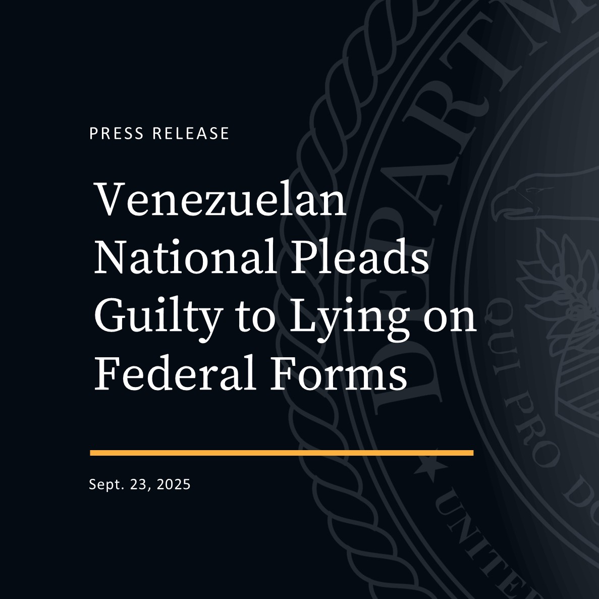 U.S. Attorney's Office, Northern District of Ohio (@ndohnews) on Twitter photo A 24-year-old Venezuelan man residing unlawfully in Perrysburg, Ohio, and who was enrolled as a student at a local high school, has pleaded guilty to lying on immigration forms and on applications to purchase a firearm.
Read more:
justice.gov/usao-ndoh/pr/v…
<a href="/FBICleveland/">FBI Cleveland</a> A 24-year-old Venezuelan man residing unlawfully in Perrysburg, Ohio, and who was enrolled as a student at a local high school, has pleaded guilty to lying on immigration forms and on applications to purchase a firearm.
Read more:
justice.gov/usao-ndoh/pr/v…
<a href="/FBICleveland/">FBI Cleveland</a>