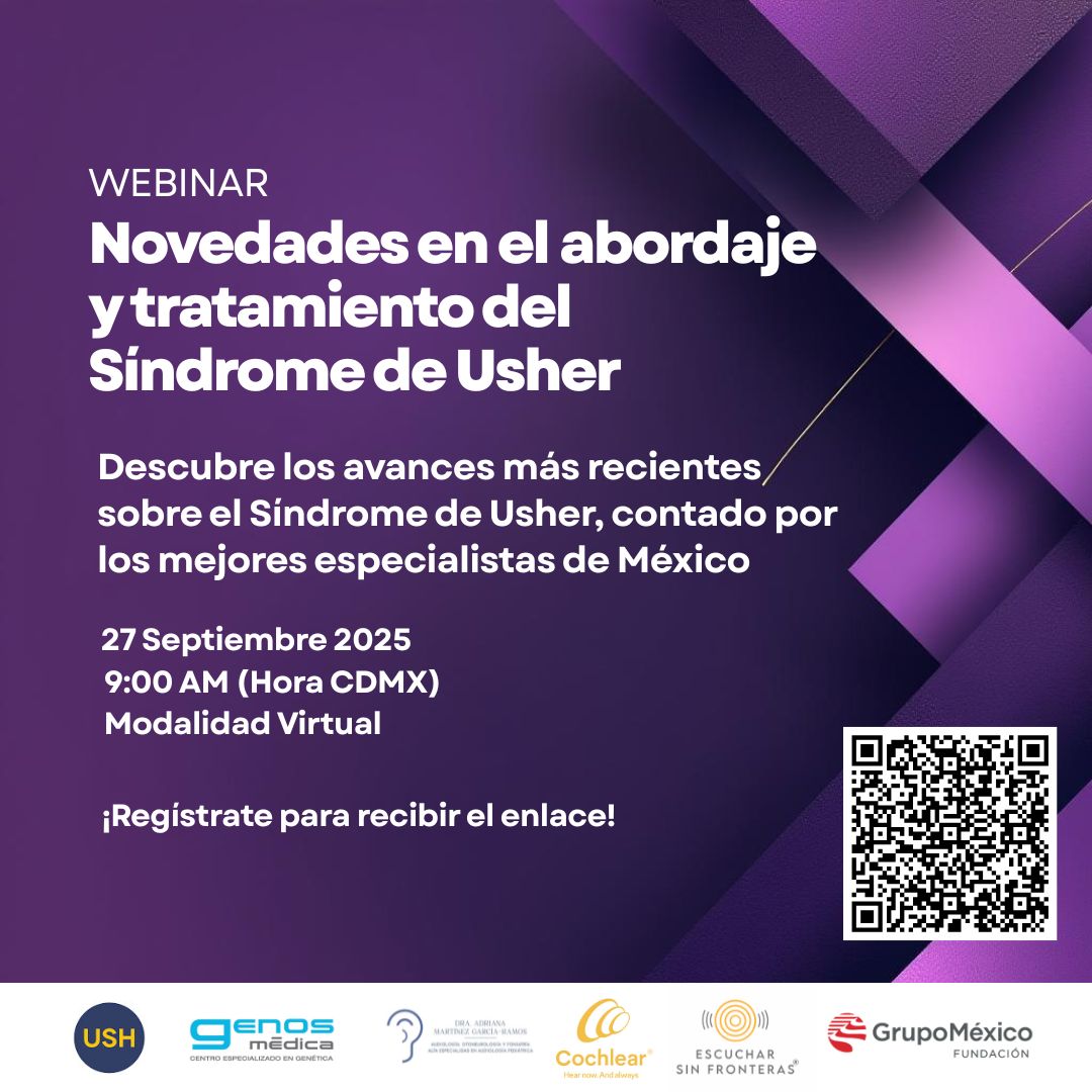 ¿Te interesa conocer sobre el tratamiento del Síndrome de Usher? 🤔
Hemos preparado un webinar con los especialistas más destacados de México. Será una oportunidad única para aprender sobre las últimas novedades en esta condición. ¡Acompáñanos!