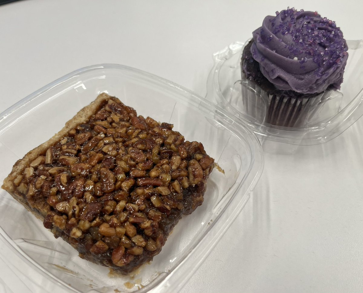 When you need a mood booster…how about a pecan pie bar and an ube cupcake?