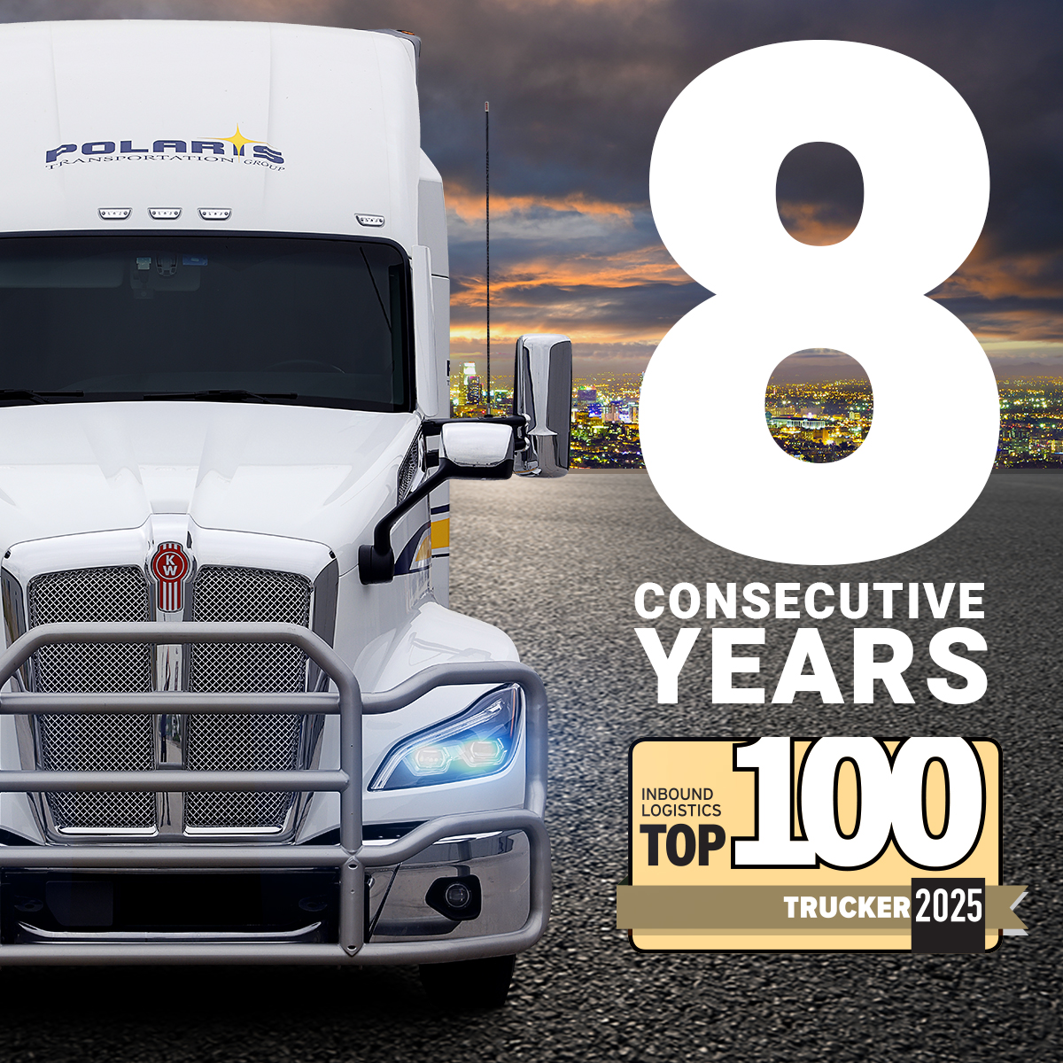 PolarisTrans's tweet image. Polaris is honoured to be named a Top 100 Trucker of 2025 by Inbound Logistics! For the 8th year in a row, we were proudly chosen among several hundred carriers for our leading cross border transportation services.