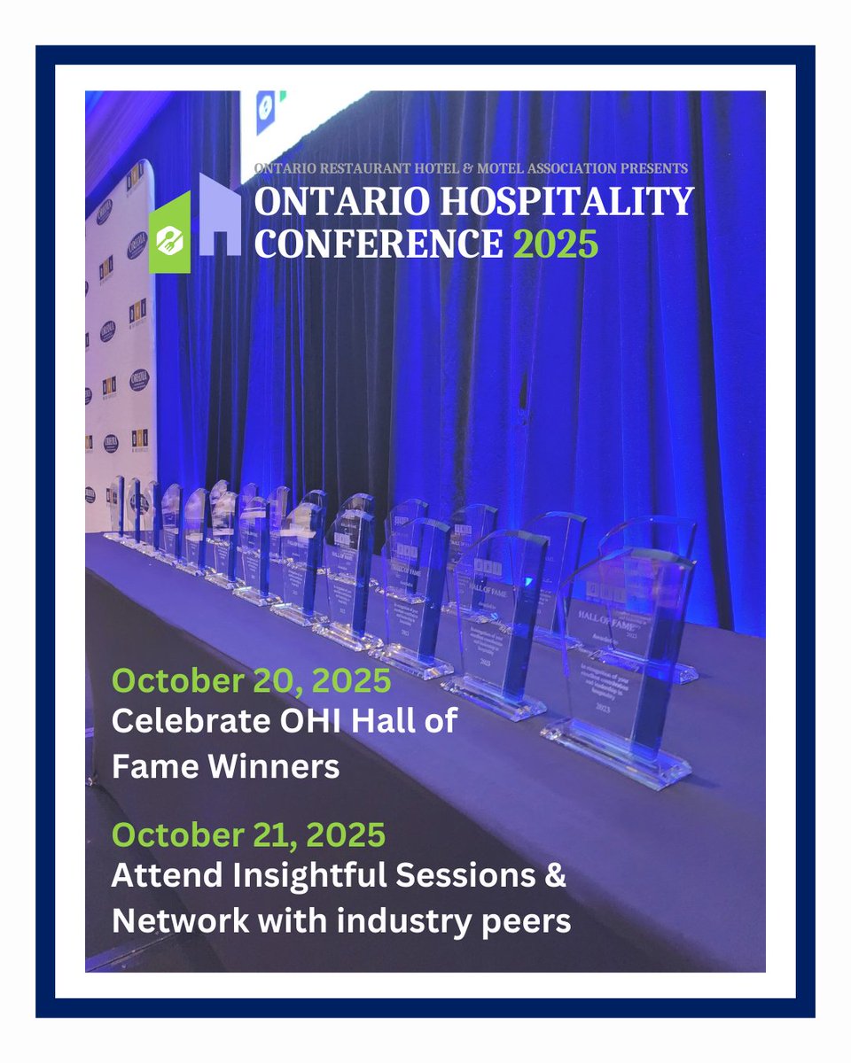 Just under a month left for the Ontario Hospitality Conference 2025 at the <a href="/SheratonParkway/">Sheraton Parkway Toronto North Hotel & Suites</a>.
<a href="/ORHMA/">ORHMA</a>  &amp; OHI are excited to see YOU!

We look forward to having you join us, please book your conference ticket through the link in bio.

#conference #OHC2025 #halloffame #hospitality