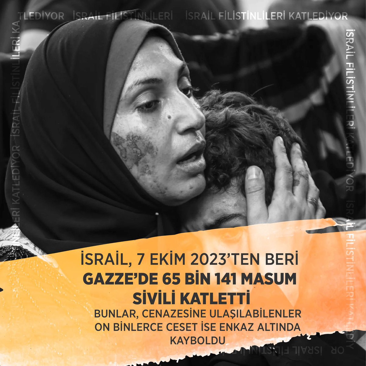 israil, 7 Ekim 2023’ten bu yana 65 bin 141 masum sivili katletti. 

 #PalestinesVoiceErdogan
