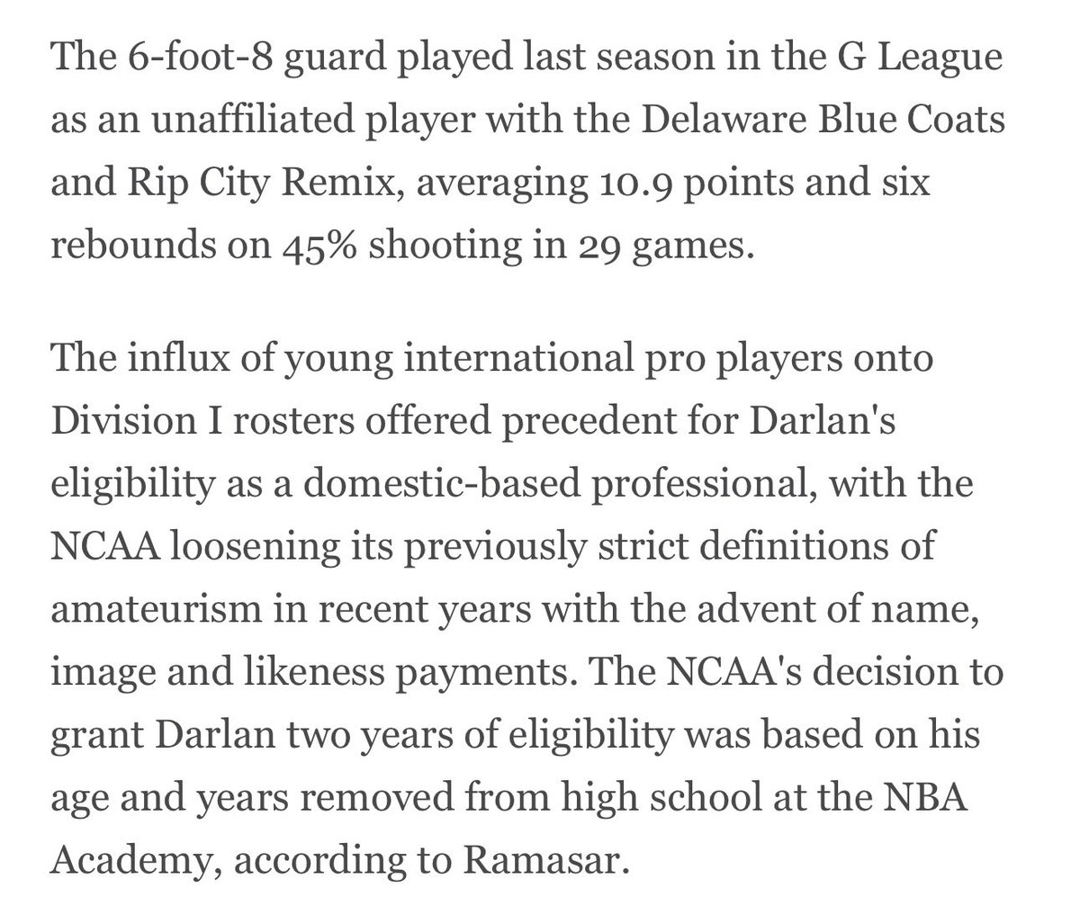 Pretty significant eligibility decision here

A former NBA G-League player, a definite pro, has been granted NCAA eligibility.

Will we see a day where an NBA player is able to come back to college basketball?