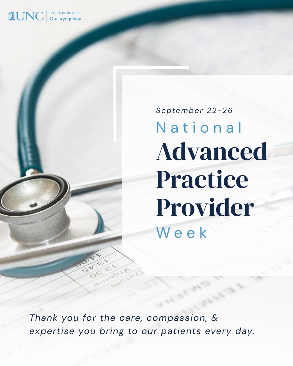 UNC_ENT's tweet image. Happy National Advanced Practice Provider (APP) Week 🩺! Our APPs play a vital role in delivering exceptional care. Join us in celebrating their dedication and impact! #NationalAPPWeek #UNCENT