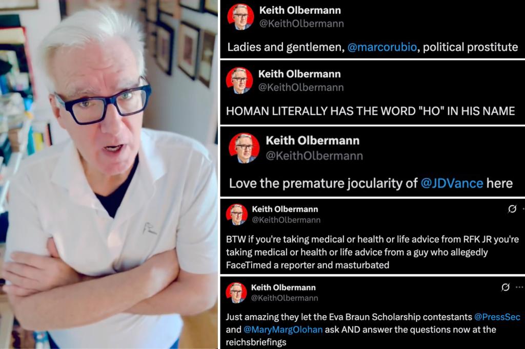nypost's tweet image. Keith Olbermann launches into deranged rant about Trump admin —hours after deleting apparent threats trib.al/d3gKWAG