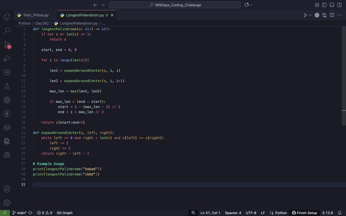 Raj116034776865's tweet image. Day 262 of #365DaysOfCoding 🐍💻
Solved 1 Python problem today ✅
One logic, many languages 🚀
#Python #Java #ProblemSolving #100DaysOfCode #CodeNewbie #DSA #DevLife