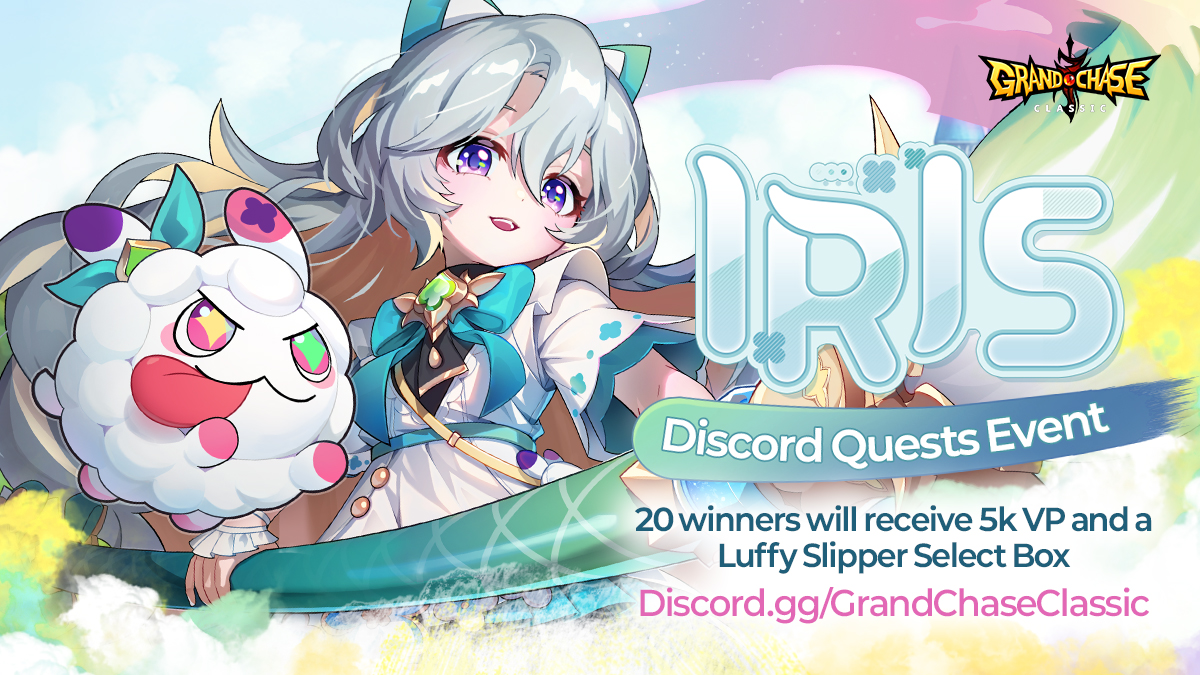 Partake in our Iris Discord Quests event for a chance to win 5k VP and a Luffy Slipper Select Box!

New quests take place every few days in the official Discord: Discord.gg/GrandChaseClas…

#GrandChaseClassic #Action #RPG
