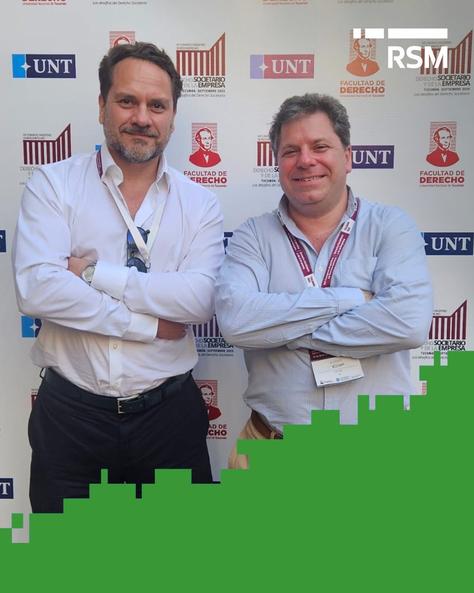 RSMARgentina's tweet photo. ✨ RSM Argentina en el Congreso de Derecho Societario y de la Empresa – UNT.

Nuestros socios Alfredo Klein y Fernando Sasiain compartieron visión y experiencia sobre gobierno corporativo, digitalización e IA en la gestión empresarial.

👉 Conocé más: https://t.co/sKhVXA6vqj https://t.co/USMyqo7SDW