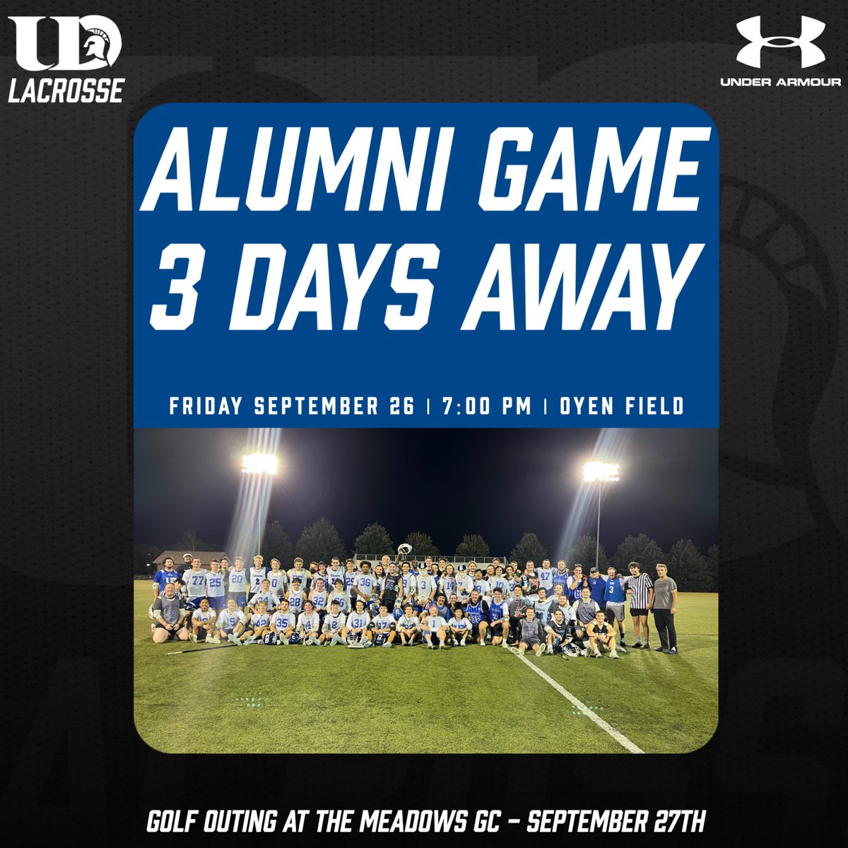 dubuqueMlax's tweet photo. Three More Sleeps
We’re only three days away from welcoming our alumni back to campus! The weekend will begin with our annual alumni game Friday at 7:00 followed by the 3rd annual UD Lacrosse golf outing!
#UDMLAX | #Spartans | #ODCTM https://t.co/jXswoWbp83