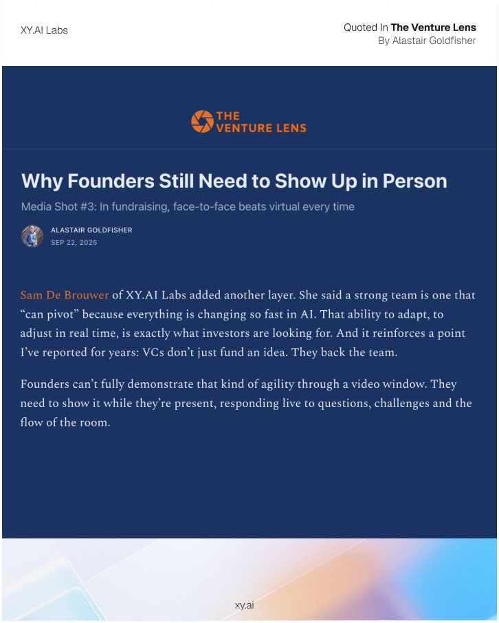 📣 Excited to see our CEO &amp; Co-Founder <a href="/sam_debrouwer/">Sam De Brouwer</a> featured in The Venture Lens about venture, startups and AI by <a href="/agoldfisher/">Alastair Goldfisher</a>.

In her panel she captured what matters most for her product: timing, people, pricing.

💡Full piece: agoldfisher.substack.com/p/fundraising-…