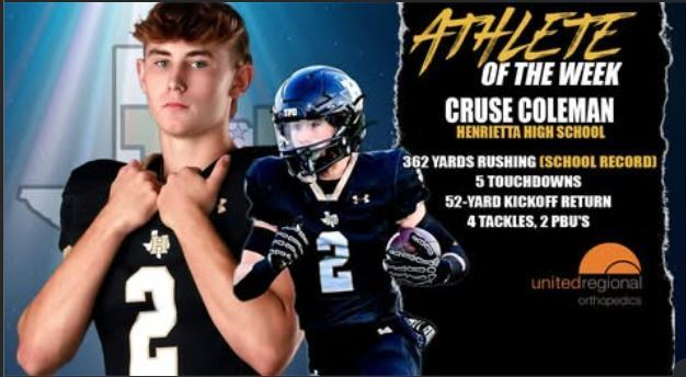 940bearcats's tweet photo. Congrats to Cruse for being named Texoma's Athlete of the Week!  Catch him on the Lawrence Rd. billboard this week—we’re proud of this accomplishment &amp; excited for a great season! #GoldStandard
https://t.co/kPxVZu1BGY https://t.co/0YuvIfin0f