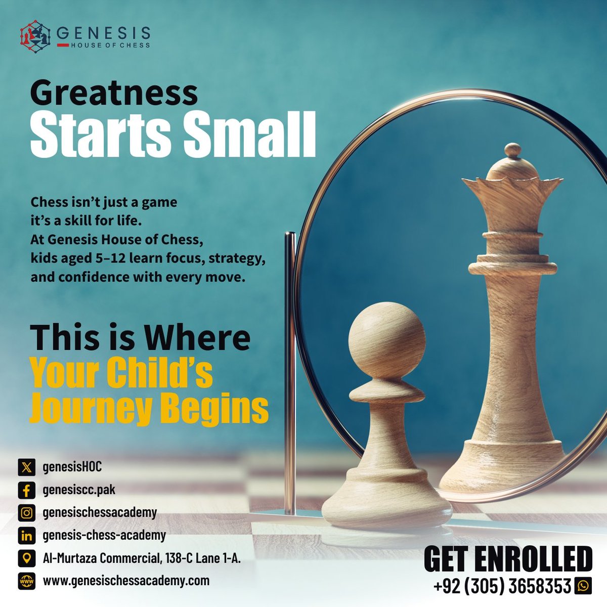 GenesisHOC's tweet image. Checkmate ♟️ your doubts 🎊
Chess isn&apos;t just a game 🎯 it&apos;s a skill for life 🧬 

#Chess #chessforkids #ChessLearning #youngchessleaders #StrategicThinkers