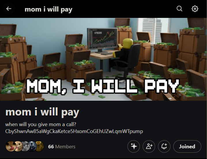 66 members and growing nonstop, $PAY your mom.