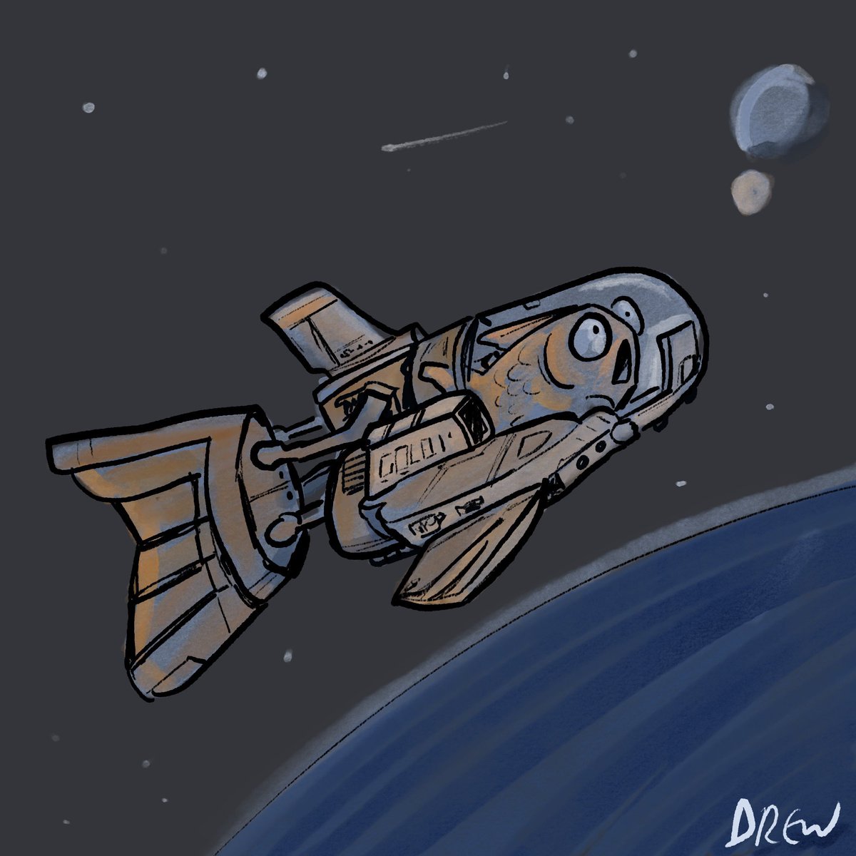 cartoonsidrew's tweet image. Haven’t drawn a #goldfishinspsce for a while so here’s one for Tuesdays #shapechallenge @ADsaxist @StudioTeaBreak