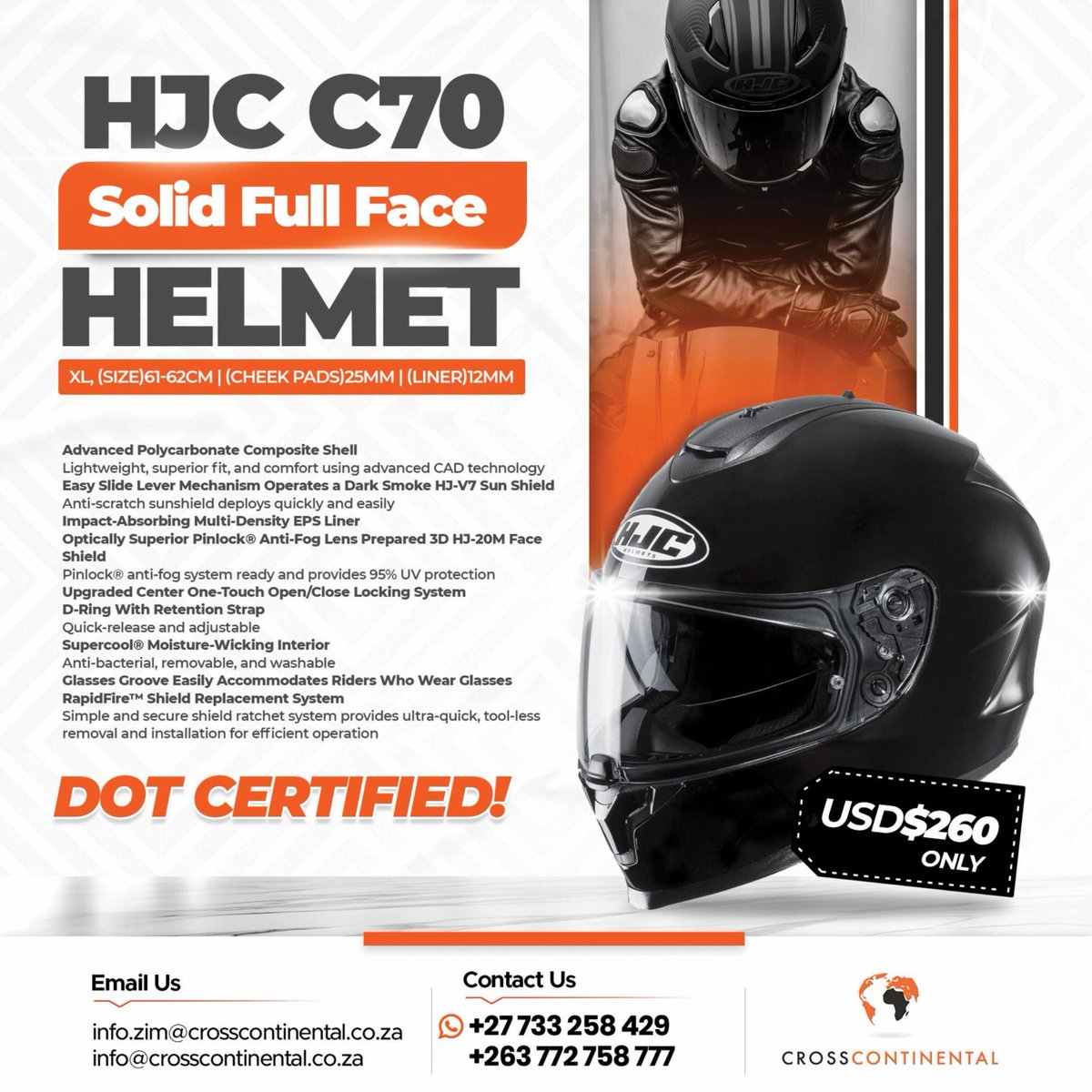 Ride Safe in Style – HJC C70 Full Face Helmet Now Available!