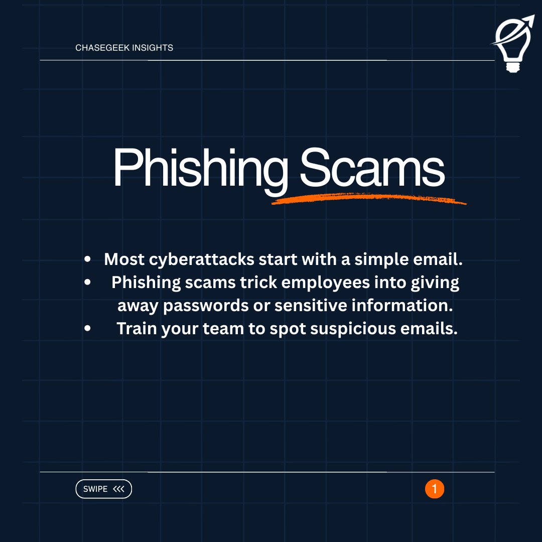 chasegeek's tweet image. Is your business a sitting duck for hackers? 🔒
Don't let weak passwords or phishing scams put you at risk. Protect your data and secure your business with a proper security strategy.
Contact us for a FREE security assessment!
#Cybersecurity #BusinessTips #ITSecurity