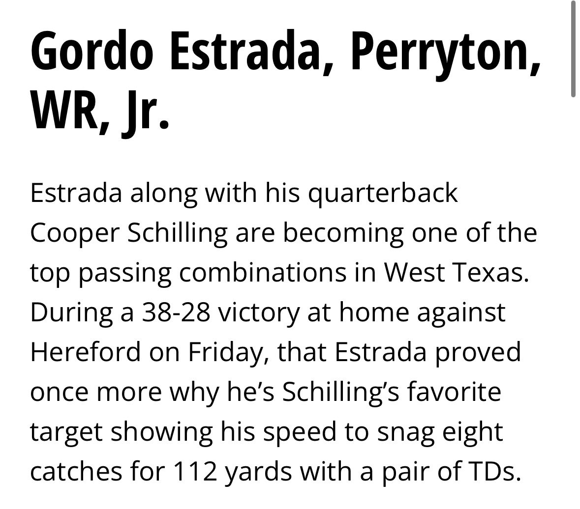 Carlos (Gordo) Estrada (@gordo_estrada3) on Twitter photo Thank you <a href="/PressPassSports/">Press Pass Sports</a> for choosing me as a top 10 performer for week 4🔥🔥
<a href="/KaleSteed/">Kale Steed</a> <a href="/RandallSweet5/">Randall Sweet</a>
<a href="/806hsscmedia/">Jasone Pearson</a> @GonzalesJr10
<a href="/LoneStarPreps/">LoneStarPreps</a> <a href="/TrustMyEyesO/">⭕️FFERTUNITY</a>
<a href="/MathisGaius/">Gaius D. Mathis</a> <a href="/MikeRoach247/">Mike Roach</a>
<a href="/PerrytonFB/">Perryton Ranger Football Recruiting</a> <a href="/Perryton_HC/">Joshua Hernandez</a>
<a href="/CoachWhiteDB1/">Coach White</a> Thank you <a href="/PressPassSports/">Press Pass Sports</a> for choosing me as a top 10 performer for week 4🔥🔥
<a href="/KaleSteed/">Kale Steed</a> <a href="/RandallSweet5/">Randall Sweet</a>
<a href="/806hsscmedia/">Jasone Pearson</a> @GonzalesJr10
<a href="/LoneStarPreps/">LoneStarPreps</a> <a href="/TrustMyEyesO/">⭕️FFERTUNITY</a>
<a href="/MathisGaius/">Gaius D. Mathis</a> <a href="/MikeRoach247/">Mike Roach</a>
<a href="/PerrytonFB/">Perryton Ranger Football Recruiting</a> <a href="/Perryton_HC/">Joshua Hernandez</a>
<a href="/CoachWhiteDB1/">Coach White</a>