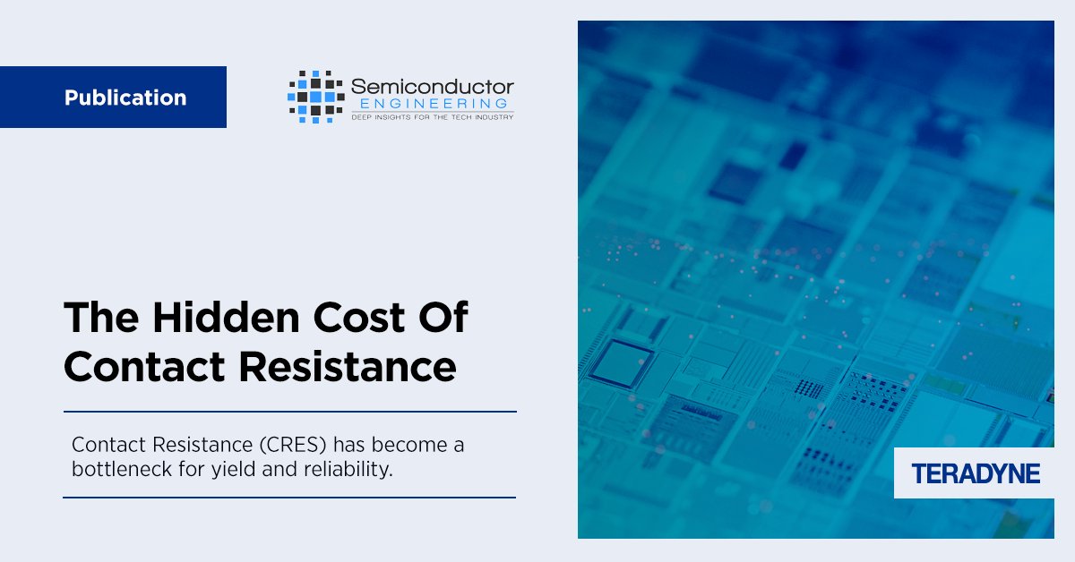 Teradyneinc's tweet image. Contact resistance can impact power, heat, and reliability in #AI &amp;amp; #cloud device testing. Teradyne experts share how #MEMS probe tech and advanced plating detect issues while minimizing device degradation. 

Read more in Semiconductor Engineering: hubs.li/Q03Kpzkw0