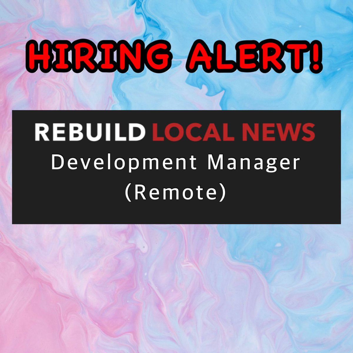 TransCanWork's tweet image. HIRING ALERT: Rebuild Local News is hiring for a fully REMOTE Development Manager. Please visit #TransCanWork’s job board @ JobBoard.TransCanWork.org to locate the job posting &amp;amp; apply. Salary: $70,000 - $85,000
