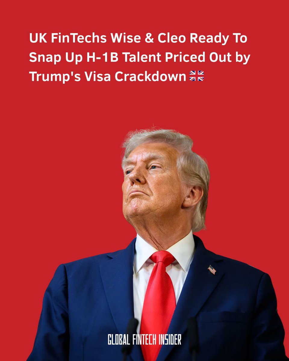 UK fintechs are snapping up top talent priced out of the US under <a href="/realDonaldTrump/">Donald J. Trump</a>’s (pictured below) immigration crackdown.

London-based <a href="/meetcleo/">Cleo</a>, an AI powered personal finance assistant, immediately posted 100 open roles with full visa sponsorship and relocation support. CEO