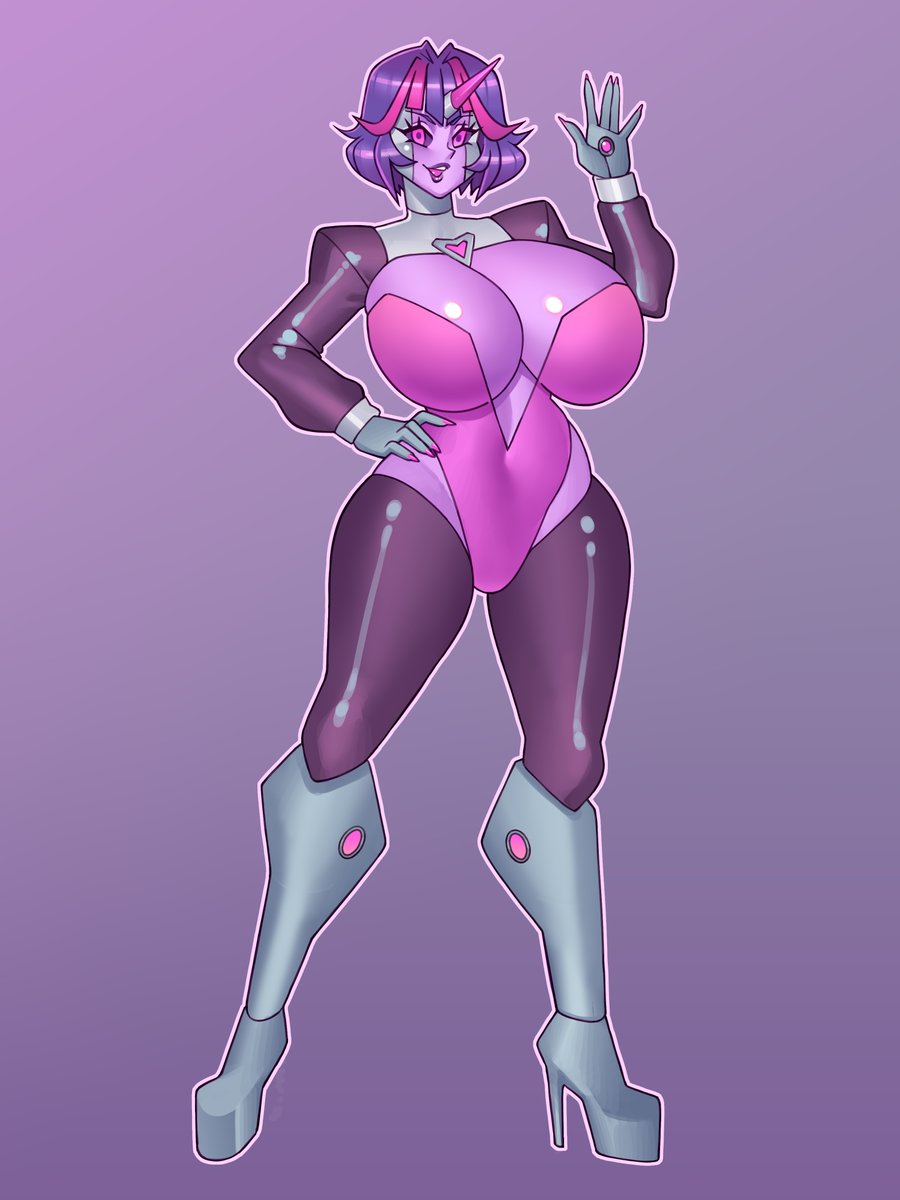 Nebula her mother to extract Midnight Sparkle into a new body!

She also created a new android body to house her mind...  And with that Twi-Bot the Bimbot was born!