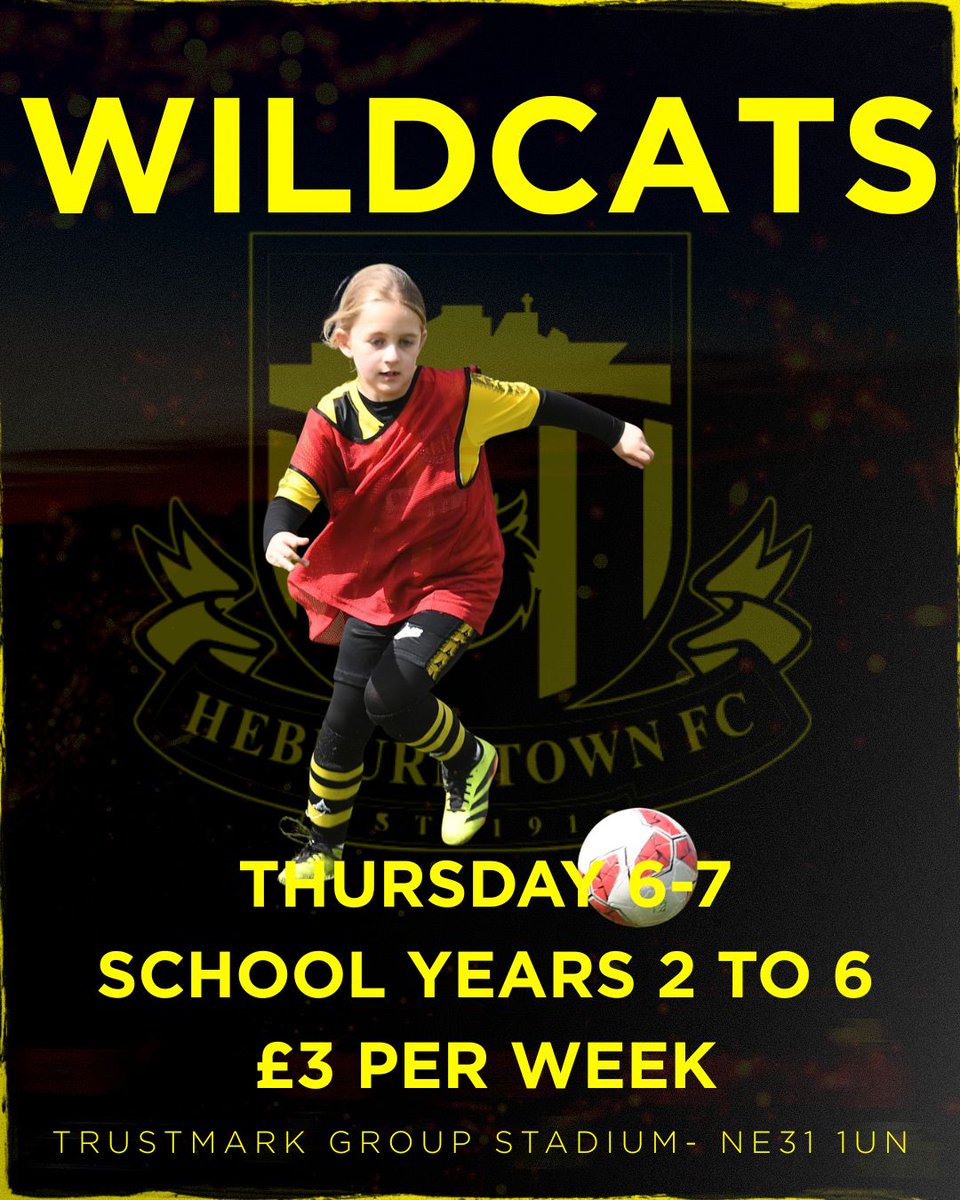 🐾 Wildcats is on this Thursday! 🐾

Join us for an exciting session filled with football fun. Don't miss out on the action—secure your spot today by clicking the link below 👇

hebburntownjuniorsfc.com/Wildcats 🐝