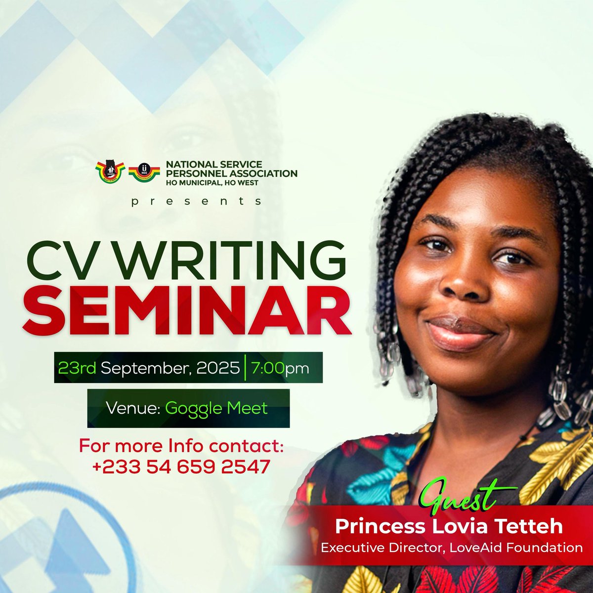 TettehLovia's tweet image. Honored to facilitate  the NASPA Ho Municipal and Ho West CV Writing Capacity Building session this evening virtually via👇👇👇👇👇 meet.google.com/jsi-bdec-qpu at 7pm 
#cv #cvwriting #capacitybuilding #capacitydevelopment