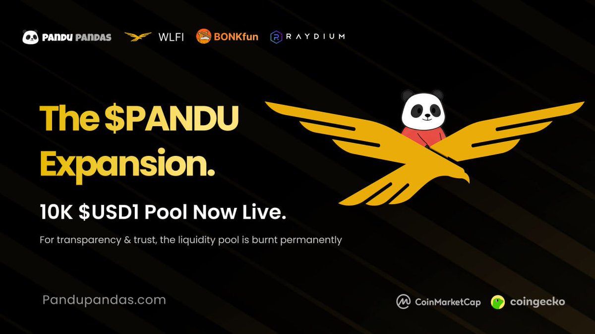 Pandupandas's tweet image. Less than a month into Raydium&apos;s partnership with $WLFI and @bonk_fun, cumulative volume for USD1 on @RaydiumProtocol has climbed to $1.3b

Thrilled to share we&apos;ve created the $PANDU/USD1 pair &amp;amp; joined Project Wings to supercharge liquidity on @solana