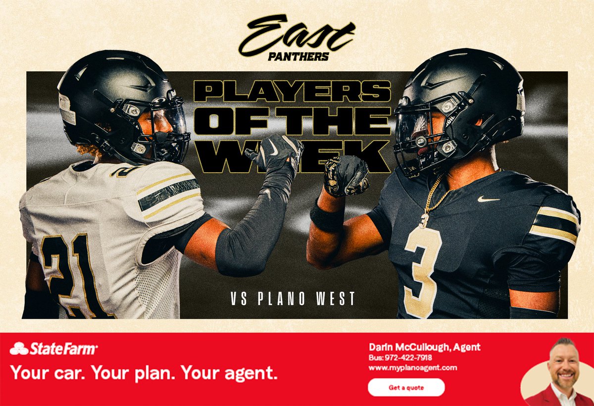 PlanoEastFB's tweet photo. CHECK OUT THE GOLDBLOODED!

DARIN McCullough State Farm Players of the Week

https://t.co/W1p5bAXQH8 https://t.co/90d077qFWS