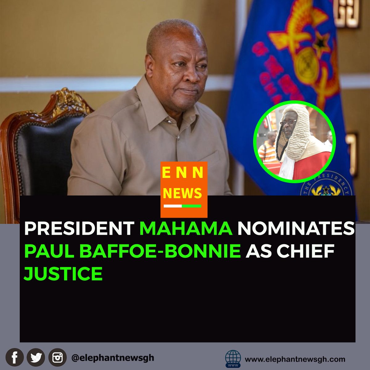 elephantnewsgh's tweet photo. Pres. Mahama has nominated Acting CJ Paul Baffoe-Bonnie as Ghana’s next Chief Justice after the removal of Justice Gertrude Torkornoo.
The Presidency praises his diligence, integrity & commitment to justice.
#ENNGH #Dembele #ChiefJustice #Yamal https://t.co/P5IemKw9OS