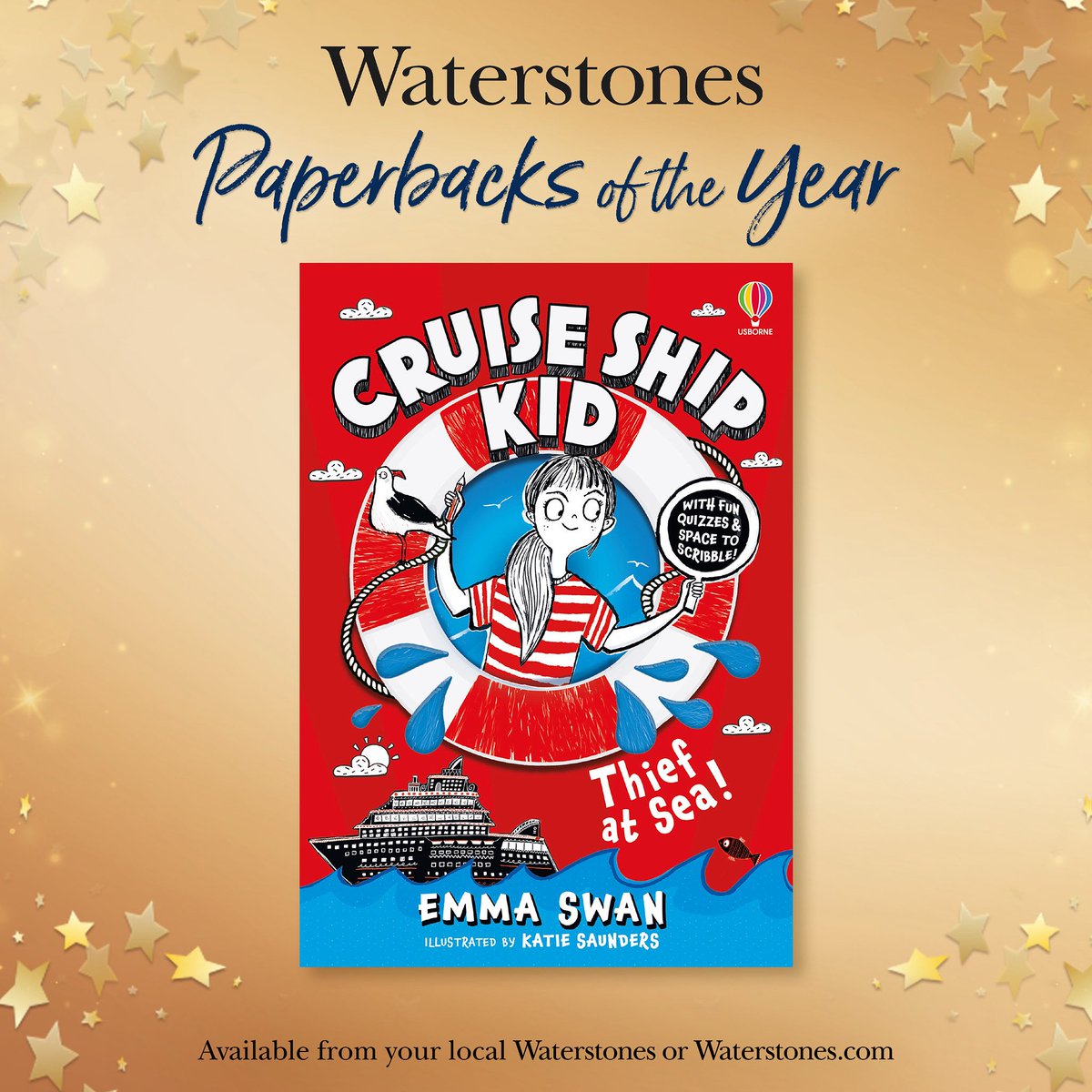 The best summer of my life is quickly turning into the best year. So excited that 'Cruise Ship Kid' has been chosen as one of <a href="/Waterstones/">Waterstones</a> Paperbacks of the Year! Thank you SO much <a href="/WaterstonesKids/">Waterstones Kids</a> As Silver would say, "Eeeeeeeeeee!" <a href="/Usborne/">Usborne Publishing</a>