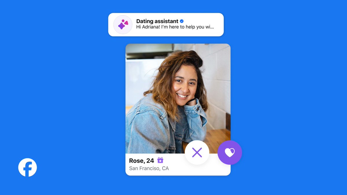 WBuzzer's tweet photo. Facebook Dating Taps AI to Combat 'Swipe Fatigue' with New Assistant and 'Meet Cute' Features

#AI #FacebookDating #Meta #DatingApps #SocialMedia

https://t.co/0uGEBsdUsg https://t.co/R61MnOkUE7