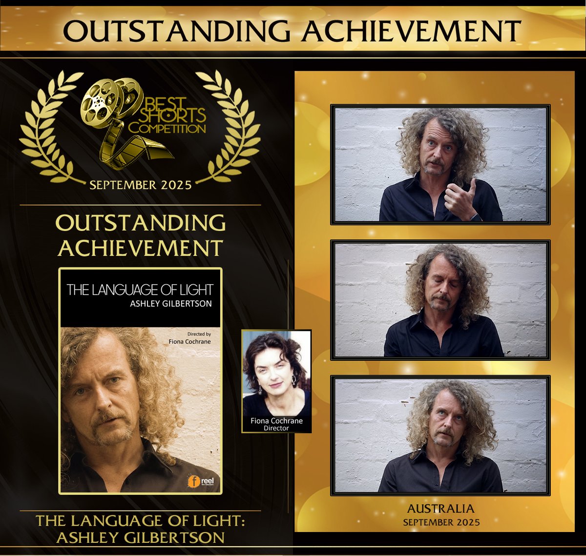 bestshorts's tweet image. Congrats to Outstanding Achievement winner Fiona Cochrane for The Language of Light: Ashley Gilbertson! An unflinching portrait of war photographer Ashley Gilbertson, capturing trauma, courage, and humanity from refugee camps to Iraq’s frontlines. BestShorts.net