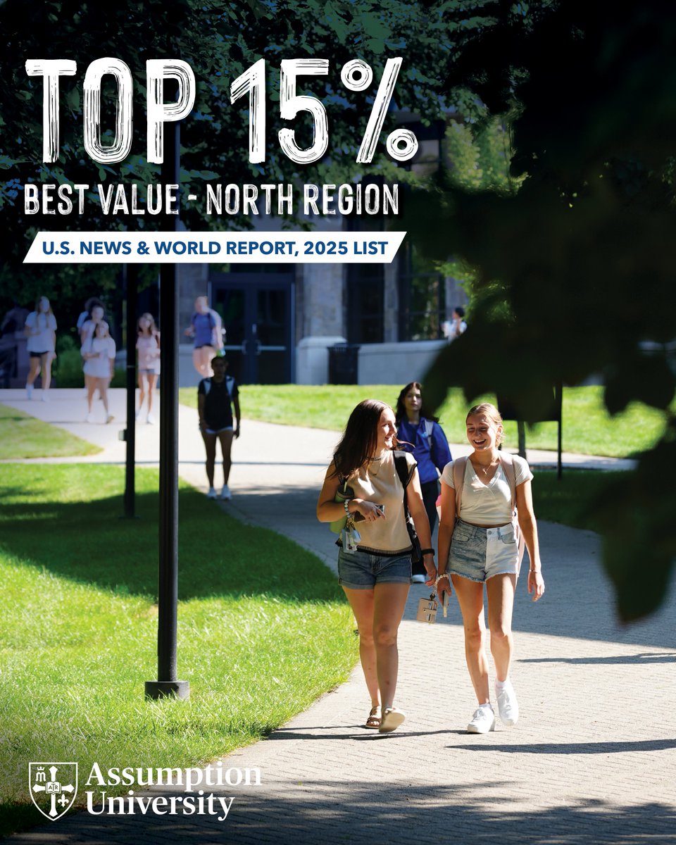 AssumptionUMA's tweet image. Assumption University has once again been named to U.S. News &amp;amp; World Report’s Best Universities and Best Value lists for regional universities in the north 💙🐾

⬆️+7 spots in Best Universities list
🎓+9 spots in Best Value list
🏅Top 15% in Best Value list