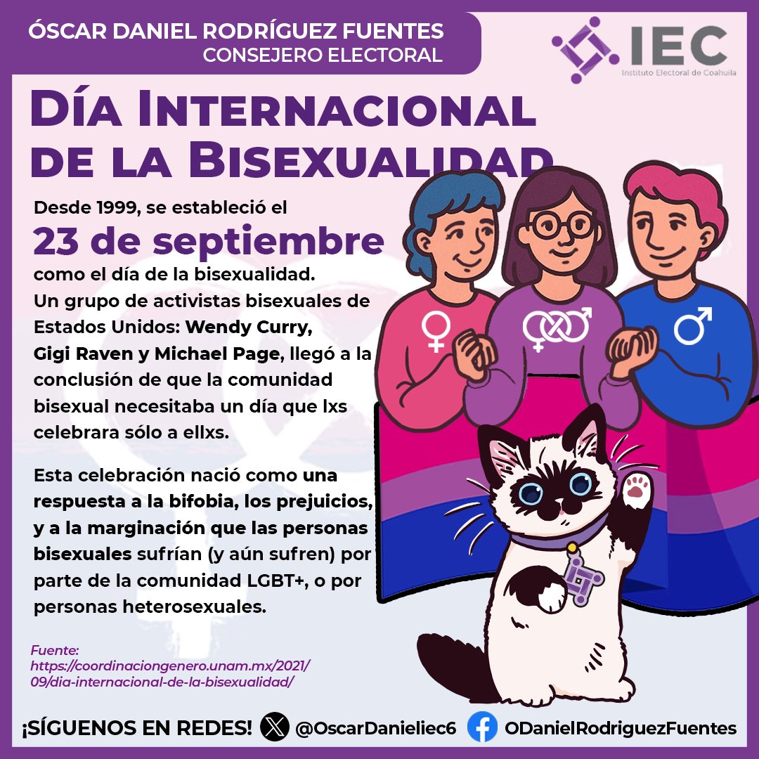 Hoy es el Día Internacional de la #Bisexualidad y Galaiec te explica un poco más de esta fecha. 🐈👇👇👇